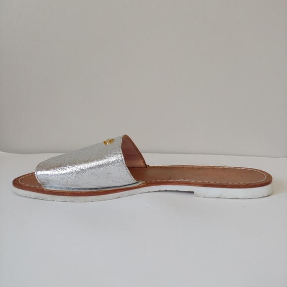 Kate Spade Imperiale Leather Metallic Slide Sandals Size 7.5 - Picture 9 of 13